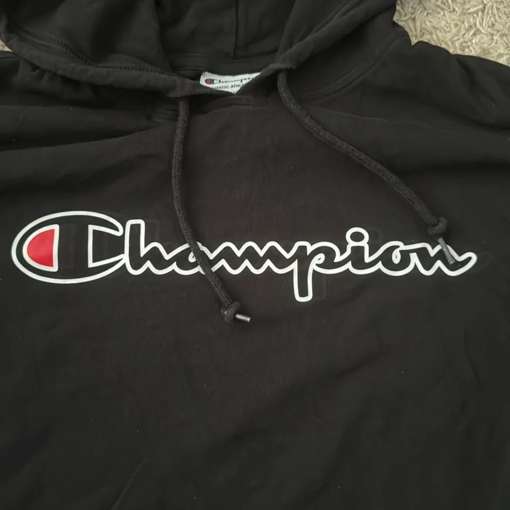 EUC Men’s Champion Black/White Script MidWeight Hoodie in Size 2XL - Picture 4 of 9